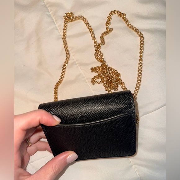 Coach Black Crossbody Card Holder with Gold Chain - Picture 3 of 4